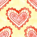 Hand-drawn romantic doodle seamless pattern. Can be used for wedding invitation, card for Valentine`s Day or card about Royalty Free Stock Photo