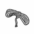 Hand drawn rope isolated on white background. One image of series Camping time. Vector illustration Royalty Free Stock Photo