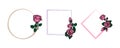 Hand-drawn rose in doodle style. A set of rose frames. Flowers. Symbol. Royalty Free Stock Photo