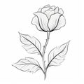Hand Drawn Rose Leaf Illustration On White Background