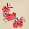 Hand drawn rose stems background