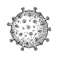 Hand drawn rotavirus isolated on white background. Realistic detailed scientifical vector illustration in sketch stile Royalty Free Stock Photo