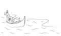 Hand drawn rough black and white sketch of a gondolier in Venice, Italy Royalty Free Stock Photo