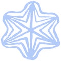 Hand-drawn rough hexagonal blue snowflake