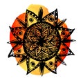 Hand drawn round mandala symbol. Ornate vector Royalty Free Stock Photo