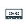 Hand drawn 90s themed badge with audio cassette tape textured. Vector Royalty Free Stock Photo