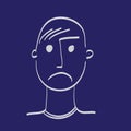 Hand drawn sad man face vector illustration icon