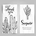 Hand drawn saguaro cactus