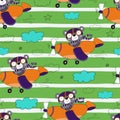 Hand drawn Sample pattern with cute plane and bear vector illustration