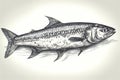 Hand drawn sardine fish, abstract background, animals, marine life Royalty Free Stock Photo