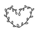 Hand drawn scandinavian Velentines Day heart with ornament flourish icon silhouette. Vector Simple contour valentine