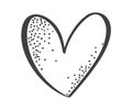 Hand drawn scandinavian Velentines Day heart with ornament flourish icon silhouette. Vector Simple contour valentine