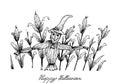 Hand Drawn of Scarecrow in Corn Field Royalty Free Stock Photo