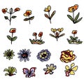 Hand drawn school flower set Royalty Free Stock Photo