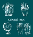 Hand drawn school icon set Royalty Free Stock Photo