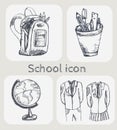 Hand drawn school icon set Royalty Free Stock Photo
