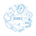 Hand drawn science set. Circle design Royalty Free Stock Photo