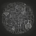 Chemistry lab sketch banner Royalty Free Stock Photo