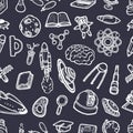 Hand-drawn scientific doodles seamless pattern vector eps10. Royalty Free Stock Photo