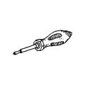 Hand Drawn screwdriver doodle. Sketch style icon. Decoration element. Isolated on white background. Flat design. Vector Royalty Free Stock Photo