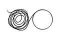 Hand drawn scribble chaos to circle order transformation mind concept abstract line shape design Royalty Free Stock Photo
