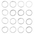 Hand drawn scribble circles set. Doodle ink sketch round note design elements Royalty Free Stock Photo
