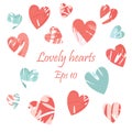 Heart icon, love logo. Love icon sign. pink, blue, painted hearts for holiday design, advertising, sales, parties.Eps 10 Royalty Free Stock Photo