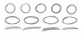 Hand drawn scribble lines, circles and ovals. Doodle sketch underlines. Highlight circle frames. Ellipses in doodle Royalty Free Stock Photo