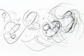Hand-drawn scribbles and sketches in black ink, forming fluid, organic shapes that evoke a sense of Royalty Free Stock Photo