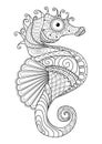 Hand drawn sea horse zentangle style for coloring page,t shirt design effect,logo tattoo and so on.