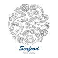 Hand drawn seafood design