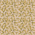 Hand drawn seamlees pattern watercolor winged seeds maple tree isolated in beige background.