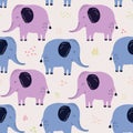 Hand drawn seamless background with elephans.