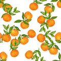 Hand drawn seamless background pattern Mandarin Tangerine inspired by chinese Korean and Japan kimono yukata background backdrop