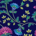 Hand drawn Seamless Color Floral Pattern in Indian mehendi style