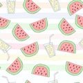 Hand drawn seamless colorful summer fruits pattern vector illustration