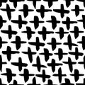 Hand drawn seamless cross shapes pattern. Dry brush and rough.