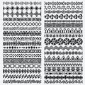 Hand drawn seamless ethnic line border set