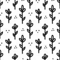 Hand drawn seamless floral background. Endless pattern. Black and white. Great for paper, card, wallpaper, banner