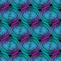 Hand-drawn seamless geometric background with intersecting colorful waves forming a pattern of circular shapes