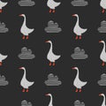 Hand-drawn seamless goose pattern. Engraved illustration style. Template for your design work.stylized bird with a folk