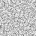 Hand drawn seamless mandala flowers pattern Royalty Free Stock Photo