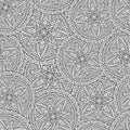 Hand drawn seamless mandala flowers pattern Royalty Free Stock Photo