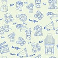 Hand Drawn Seamless Movie Icons Royalty Free Stock Photo