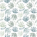 Hand drawn seamless pattern. Aloe vera. Herbal Background Royalty Free Stock Photo