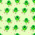 Hand drawn seamless pattern with birds and flowers. Perfect for T-shirt, textile and print. Doodle illustration for decor and Royalty Free Stock Photo