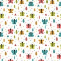 Hand drawn seamless pattern with butterflies and moths. Stylish decorative elements. Creative scandinavian childish background Royalty Free Stock Photo