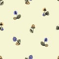 Hand drawn seamless pattern with camomile and psyllium flowers. Perfect for T-shirt, postcard, party invitation and print.