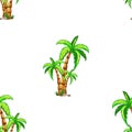 Hand drawn seamless pattern. Cartoon palm tree seamless pattern. Perfect for fabric, wallpaper or giftwrap - Vector