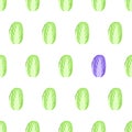Hand drawn seamless pattern with chinese green and violet napa cabbage for background design. Royalty Free Stock Photo